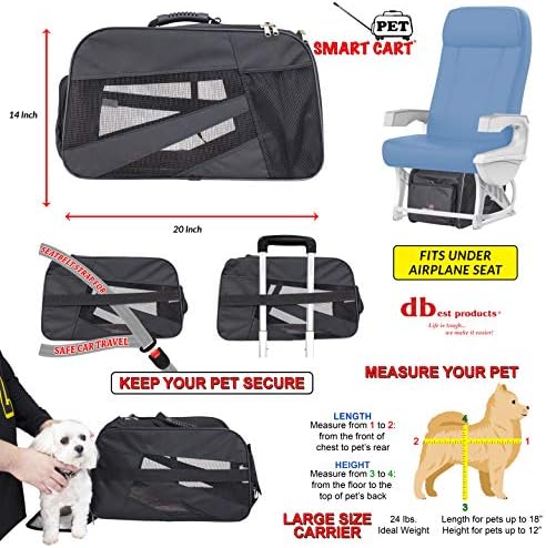 dbest products Pet Smart Cart Carrier, Large, Black, Soft Sided Collapsible Folding Travel Bag, Dog Cat Airline Approved Tote Luggage Backpack - Image 4