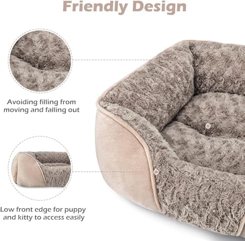 INVENHO Large Rectangle Orthopedic Dog Bed for Medium Small Dogs, Washable Soft Calming Puppy Sleeping Cuddler With Anti-Slip Bottom L(30"x24"x9") - Image 5