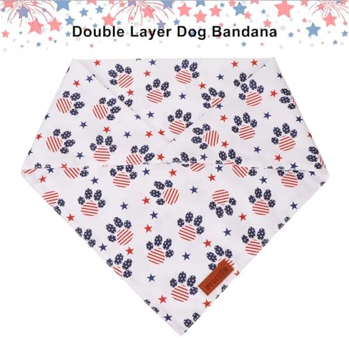 PTDECOR American Flag Dog Bandana Blue White Stars Paw Flag Patterns Designs 4th of July Pet Scarf Adjustable Patriotic Bandanas for Large X-Large Dogs Pets (X-Large) - Image 5