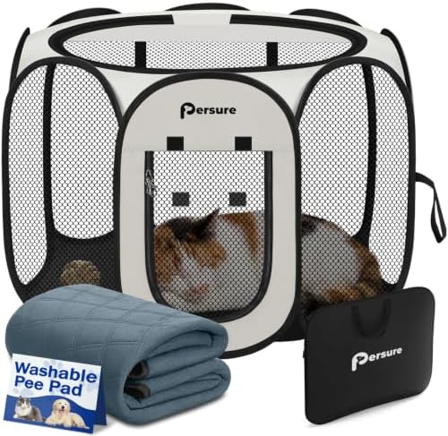 Persure Dog Cat Playpen Tent Crate Cage with Washable Pee Pad(White,Small) by PERSURE