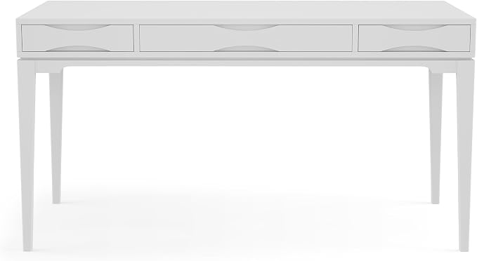 SIMPLIHOME Harper Desk - 60 Inch Wide Solid Wood Writing Desk in White, Mid-Century Modern Home Office Computer Table for Workspace or Study with 2 Drawers and Flip-Down Keyboard Tray - Image 5