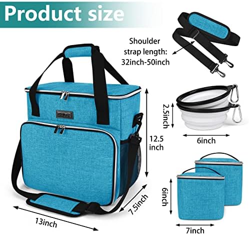 BAGLHER Dog Travel Bag, Pet Travel Bag (ALL Pet Travel Supplies), With 2 Pet Food Containers and 2 Collapsible Silicone Bowls; Essential Kits for Pet Travel Sky Blue - Image 3