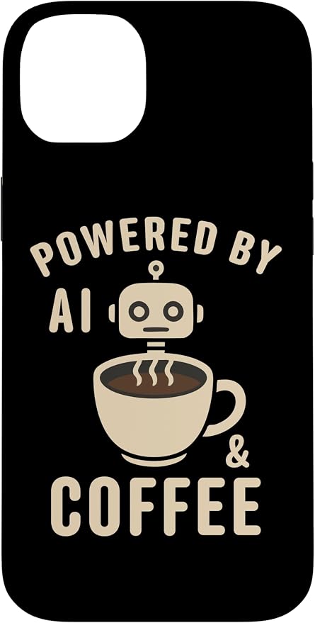 Powered by AI and Coffee Robot Case for iPhone 14 Plus by Unknown