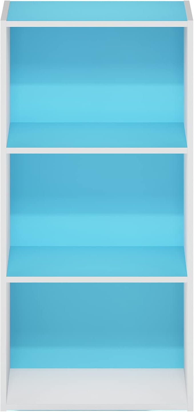 Furinno Luder 3-Tier Open Shelf Bookcase, Light Blue/White - Image 7