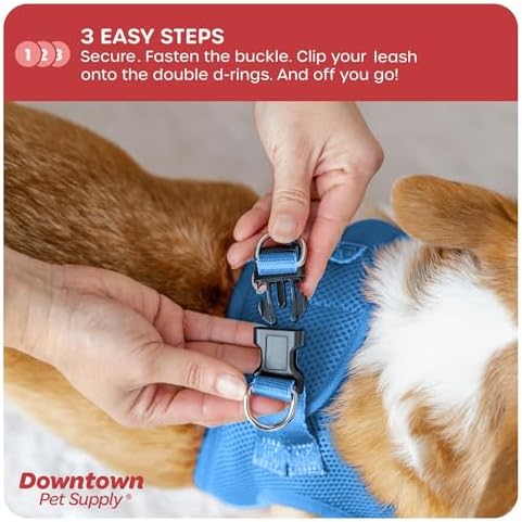 Downtown Pet Supply Step-in Dog Harness – No Pull, Adjustable Padded Mesh with Reflective Trim, Secure Buckle Strap – Comfortable & Breathable Small Dog Harness, Large, Cobalt - Image 5
