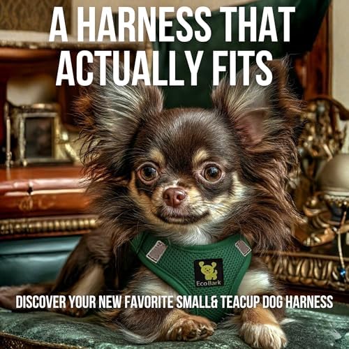 EcoBark Teacup Dog Harness, Step in Mesh Dog Harness, Forest Green, XXS - Image 5