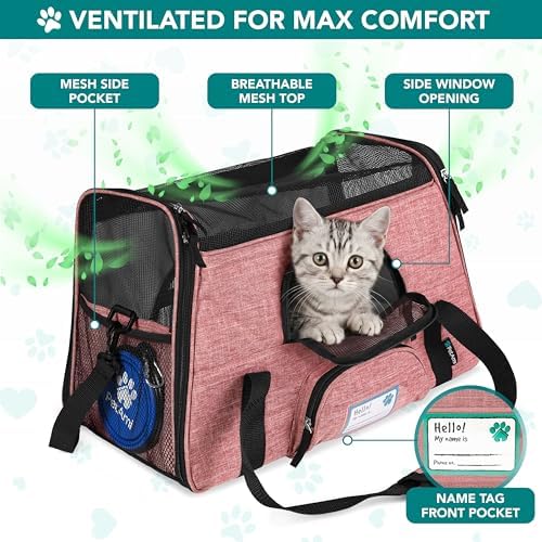 PetAmi Airline Approved Pet Carrier Cat Small Dogs, Large Heather White Red - Image 3
