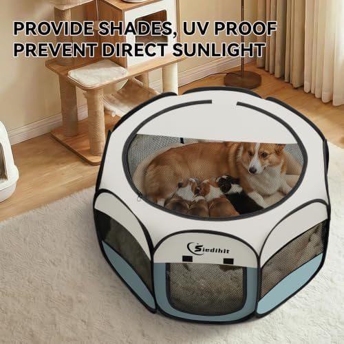 Sieidihit Dog Cat Playpen Tent Crate Cage with Blanket, Medium Grey - Image 6