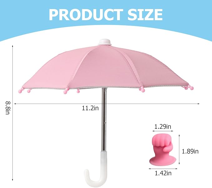 Phone Umbrella Stand, Sun Shade Mini Umbrella for Cell Phone with Adjustable Fist Style Suction Cup, Universal Anti-Glare Sun Visor for Outdoor - Image 2