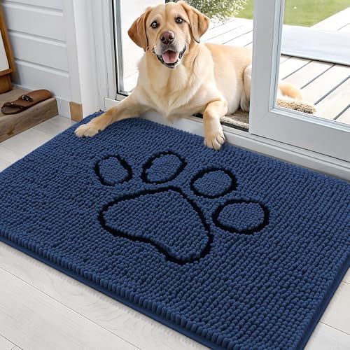 OLANLY Dog Door Mat for Muddy Paws 36x24, Paw Print Design Chenille Mud Mat by OLANLY