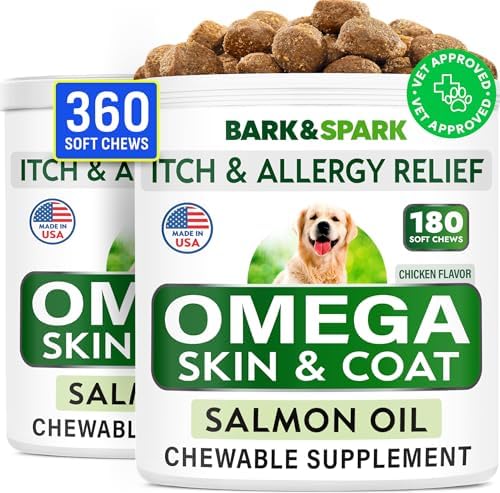 Omega 3 for Dogs - Fish Oil for Skin & Coat Health, Itch & Allergy Support by BARKSPARK