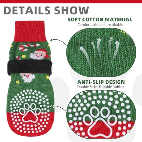 KOOLTAIL Anti Slip Dog Socks for Hot/Cold Pavement to Prevent Licking Paws, Dog Boots&Paw Protector with Grippers for Hardwood Floors, Traction Control No Twist Booties for Small Medium Large Dogs - Image 3
