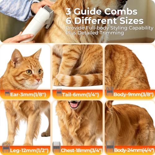 FIXR Dog Grooming Vacuum Kit with Clippers, 12000Pa Strong Suction, 2L Large Dust Cup, Low Noise <50dB, 8-in-1 Pet Hair Trimmer for Dogs Cats Shedding & Home Grooming - Image 5