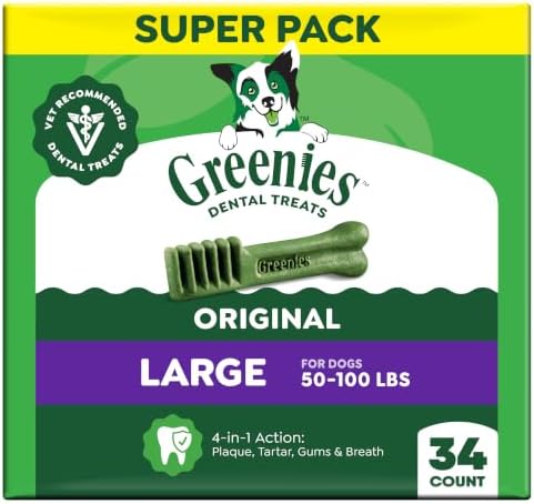 Greenies Large Natural Dental Dog Treats, Original Flavor, 34 Count by GREENIES