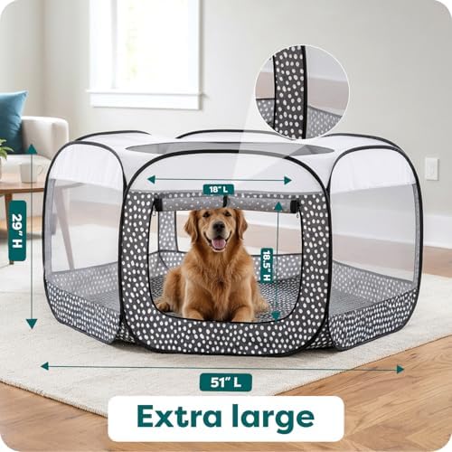 FurHaven Soft-Sided Dog & Cat Playpen, Portable Foldable Indoor & Outdoor Pet Playpen with Mesh Windows & Zippered Door, Gray Pebbles, Extra Large (Pack of 8) - Image 3