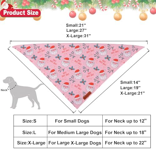 ADOGGYGO Pink Christmas Dog Bandana, Santa Xmas Tree Dog Scarf, Adjustable Fit Pink Pet Christmas Bandanas for Small Dogs Puppies (Small) - Image 4