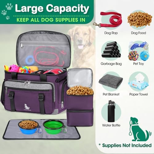 IGOLUMON Dog Travel Bag Pet Travel Bags Set for Supplies with Travel Bowls - Image 4