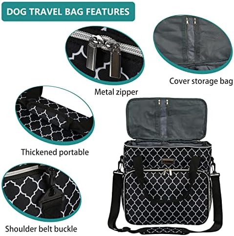 BAGLHER Dog Travel Bag, Pet Travel Bag (ALL Pet Travel Supplies), With 2 Pet Food Containers and 2 Collapsible Silicone Bowls; Essential Kits for Travel DLblack - Image 4