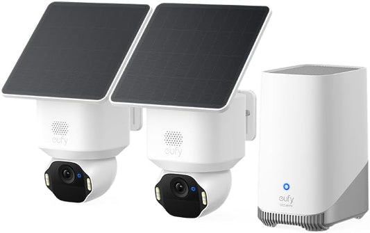 eufy Security SoloCam E42 2-Cam Kit, 4K Security Camera Wireless Outdoor, Solar Powered, AI Motion Tracking, Strobe Light, Pan & Tilt, Facial Recognition, Built-in Local Storage (Up to 16TB) by Unknown