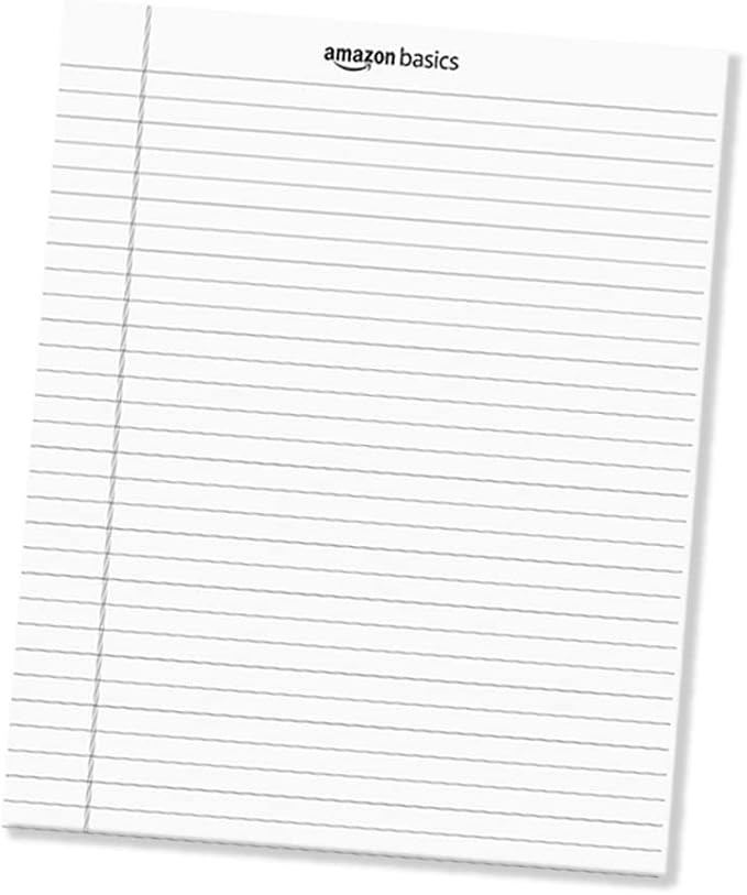 Amazon Basics Legal/Wide Ruled 8-1/2 by 11-3/4 Legal Pad, White, 600 Count (12 Pack of 50 Sheets) - Image 2