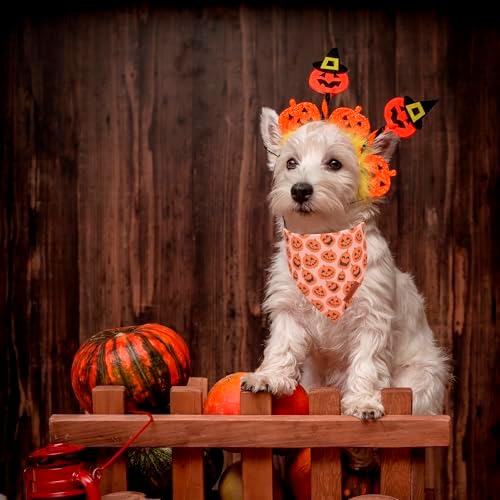 ADOGGYGO Dog Halloween Bandana, 2 Pack Pumpkin Ghost Dog Scarf, Small - Image 2