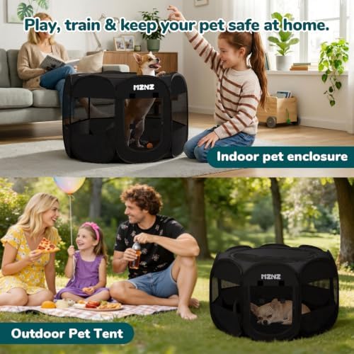 Dog Cat Small Animal Puppy Playpen Crate, Small, Whole Black - Image 4
