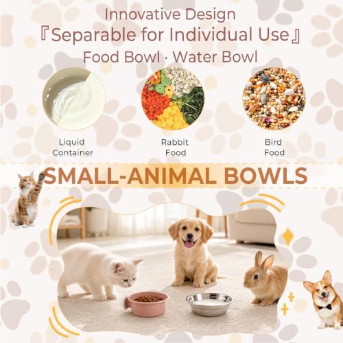 2Pcs Pets Lightweight Stainless Steel Bowl,Removable Stainless Steel Pet Hanging Food Water Feeder Bowl for Puppy Dog Cat Rabbit Ferret Bird Gunea Pigs (Pink-Small) - Image 3