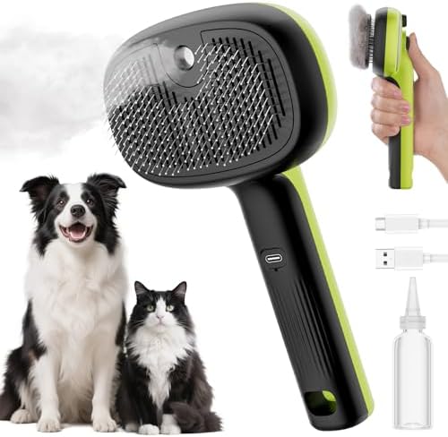 Pecute Self-Cleaning Steam Dog Cat Brush for Heavy Shedding/Long Coats by pecute