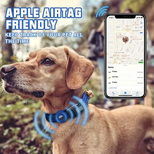 Auroth Airtag Dog Collar, Adjustable Air Tag Case Holder Dog Collar for Medium Large Dogs, Airtag Dog Collar Holder with Heavy Duty D Ring Tangle Free - Image 2