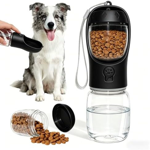Portable Dog Water Bottle with Food Container, Drinking Bottle for Travel by Liphier