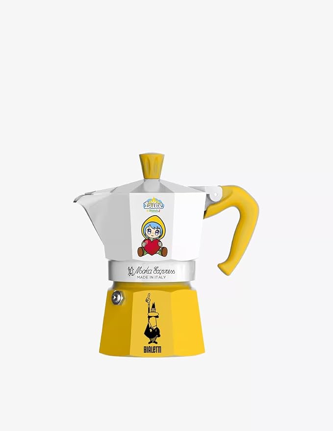 Bialetti Moka Express Iconic Italian Stovetop Espresso Maker (White/Yellow, 3 Cups) by Bialetti