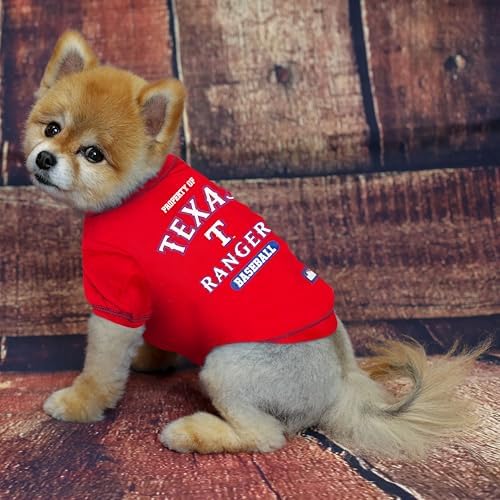 MLB Texas Rangers Dog T-Shirt, X-Large. - Licensed Shirt for Pets Team Colored with Team Logos. - Premium Stretchable Materials for The Comfort of Your Dog & cat. - Image 5