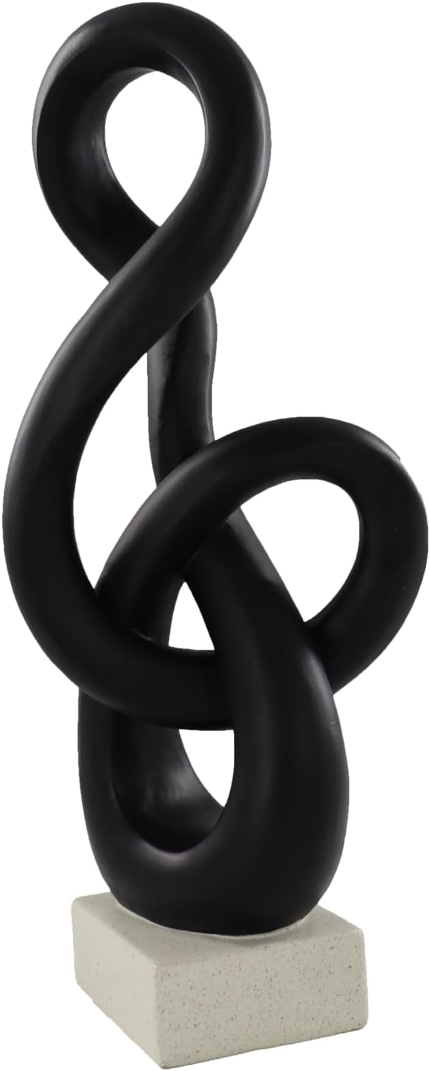 16" Modern Abstract Ribbon Decorative Sculpture, Knot Sculptures,Home Decor,Coffee Table Statues,Dining Living Room Desk Decor,Musical Note,Black by LAIKEARTS