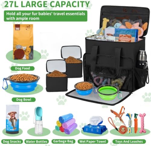 TORIBIO Large Dog Travel Bag for Supplies with Food Bowl - Image 2