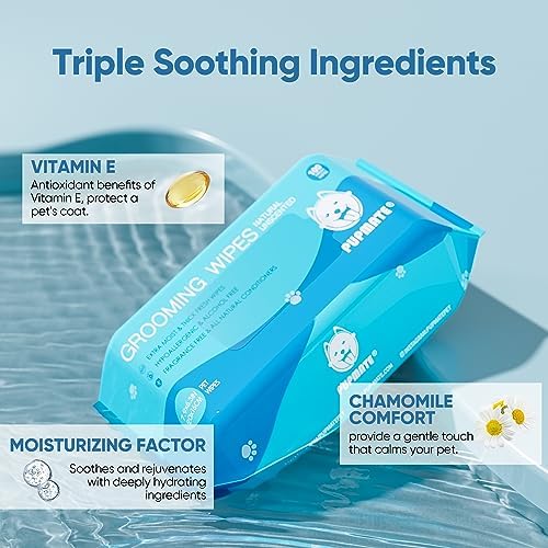 All Natural Pet Grooming Wipes, 100 Fresh Counts, Extra Moist & Thick, Natural Wipes for Dogs & Cats, Puppies & Kittens (Pack of 3) - Image 2