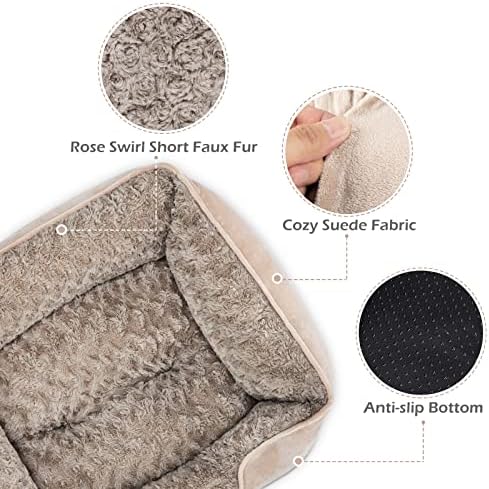 INVENHO Small Dog Bed for Medium to Large Dogs - Rectangle, Orthopedic, Soft, Calming, Durable Pet Cuddler with Anti-Slip Bottom (20"x19"x6") - Image 3