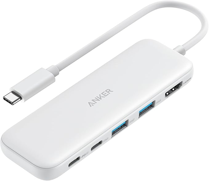 Anker USB C Hub, 5-in-1 USBC to HDMI Splitter with 4K Display | 85W Max PD, 1 Powered USB-C 5Gbps & 2 Powered USB-A 3.0 5Gbps Data Ports, for MacBook Pro, MacBook Air, Dell and More (White) by Unknown