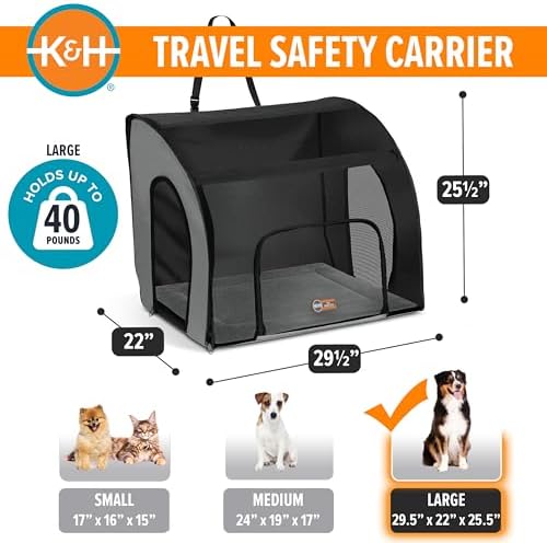 K&H Dog Car Seat, Travel Safety Carrier for Pets, Large, Gray/Black - Image 2