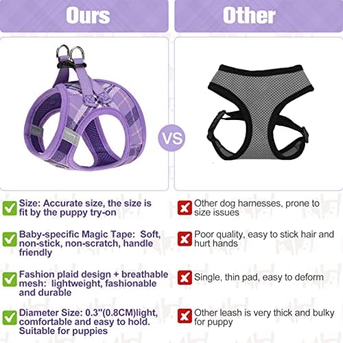 BEAUTYZOO Small Dog Harness and Leash Set, No Pull Puppy Pet Vest-Purple,XS - Image 5