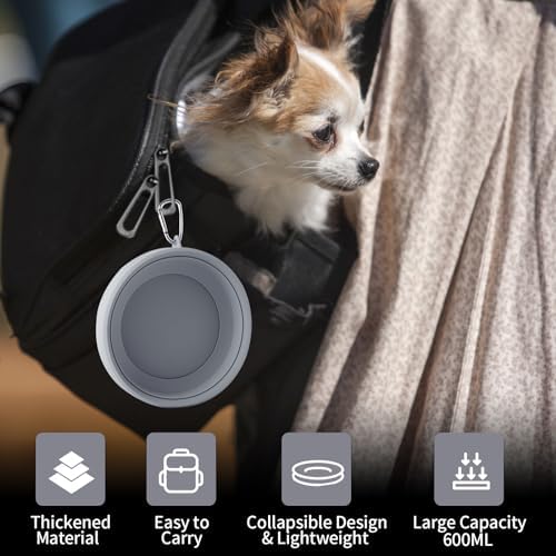 SLSON Spill Proof Dog Water Bowl for Cars,Collapsible No Splash Dog Travel Bowls Integrated Molding Portable Pet Bowl for Vehicle Road Trip Truck,RV,SUV,Boat Accessories (Cold Grey) - Image 6