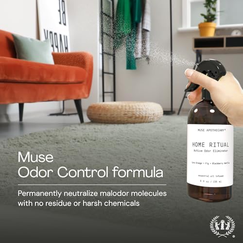 Muse Apothecary Home Ritual Active Odor Eliminator Spray - Furniture Deodorizer Spray & Bathroom Odor Eliminator for Home - Essential Oil Air Freshener - 8oz, Bergamot + French Lavender + Sandalwood - Image 3