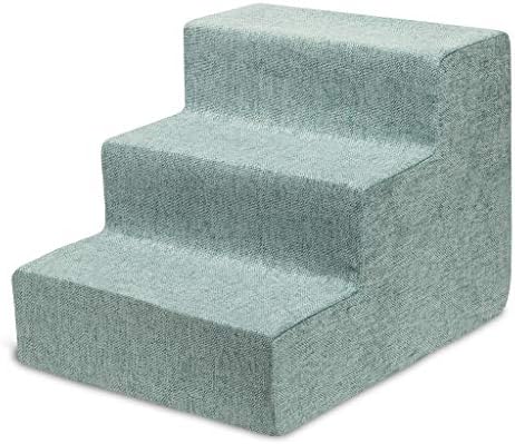 Best Pet Supplies Dog Stairs & Steps - Foam Steps for Small Dogs & Cats, Non-Slip Indoor Balanced Pet Step Support, Dog Ramp, No Assembly, Pale Teal, 3-Step (13.5-inch Height) by BestPetSuppliesLLC