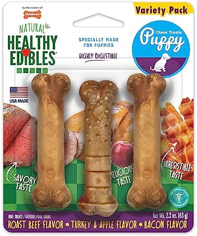 Nylabone Healthy Edibles Puppy Dog Treats Variety Pack, 3 Count by Nylabone