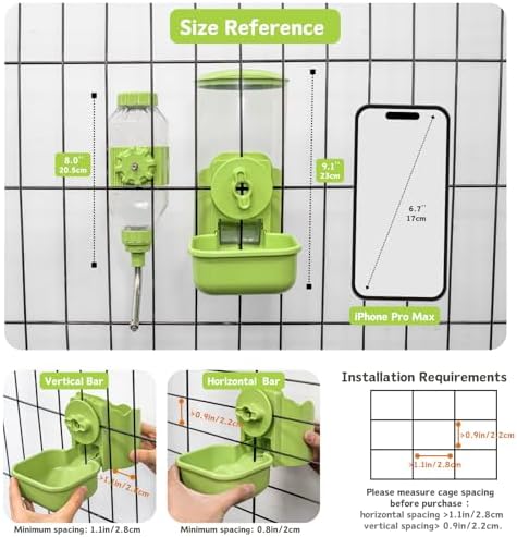 Automatic Pet Food Water Dispenser, Auto Gravity Pet Feeder Water Bottle Set for Cage, Feeding Station for Puppy Kitten Rabbit Guinea Pigs Chinchilla Ferret Hedgehog (Blue) - Image 4