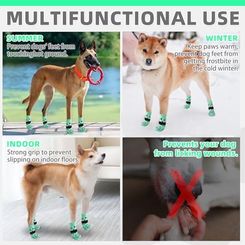 KOOLTAIL Dog Socks for Hot/Cold Pavement to Prevent Licking Paws,Dog Boots&Paw Protector for Hardwood Floors Anti Slip,Traction Control No Twist Grip Booties for Small Medium Large Senior Dogs M - Image 5