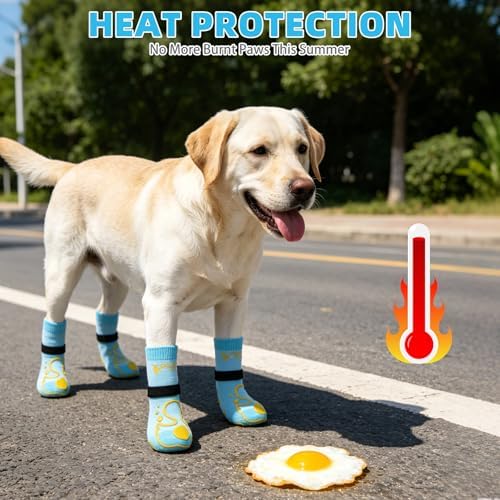 KOOLTAIL Dog Socks Shoes for Hot Pavement to Prevent Licking Paws, Winter Dog Boots&Paw Protector for Hardwood Floors Anti Slip,Traction Control Grip Booties for Small Medium Large Senior Dogs,Blue SM - Image 3