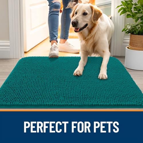 OLANLY Dog Door Mat for Muddy Paws 32x20, Super Absorbent Chenille Mud Mat - Image 6