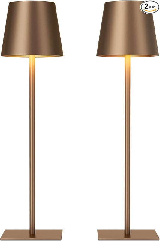 Kakanuo Brown Cordless Rechargeable Table Lamp, 2 Pack Portable Desk Lamp with 5000mAh Battery, Touch Control Stepless Dimming, for Dining, Outdoor Camping, Coffee Shop by KakanuoLightings