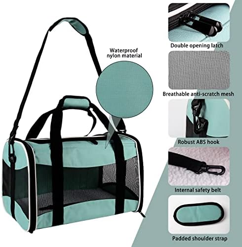 Cat Carrying Case - Pet Carrier, Up to 30Lbs Soft Sided Protable and Breathabl Pet Travel Carrier, Pet Travel Carrier Removable Fleece Pad, Collapsible for Large Cats Small Dogs(X-Large, Green) - Image 5