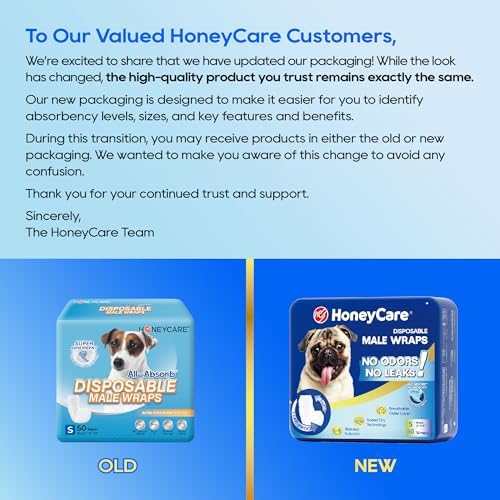 HONEY CARE All-Absorb A26 Male Dog Wrap, 50 Count, Small - Image 2